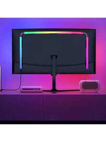 1 قطعة ضوء محيط شاشة الكمبيوتر RGB، مناسب لشاشات كمبيوتر 24"/32"، يعمل بالطاقة من منفذ USB، شريط إضاءة لشاشة الكمبيوتر والتلفزيون، مناسب لشاشات الألعاب والحواسيب الشخصية، لخلق جو مميز في غرفة الألعاب، مع تأثيرات إضاءة ديناميكية، سهل التركيب - USB - مشاهدة 9
