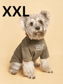Thin Pet Letter T-Shirt, Khaki Breathable Dog Tee Top, Simple Alphabet Print Puppy Clothes For Spring Summer, Casual Pet Apparel For Small & Medium Dogs - Khaki - View 13