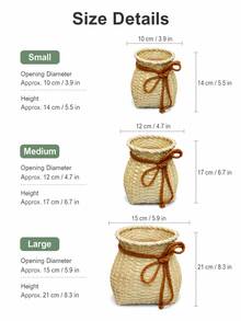 Haus Hana 1pc 10/12/15cm Handmade Bamboo Woven Fish Basket, Rustic Chinese Style Mini Storage Basket With Rope Tie, Lightweight Portable Basket For Hanfu Cosplay, Dance Performance, Tea Picking, Photo Prop, Home Decor & Gift - View 5