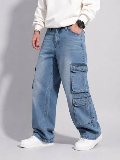 Jeans Baggy Estilo Urbano Doble Bolsillo Lateral