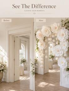 Haus Hana 7pcs 30cm Lightweight Crepe Paper Flower Wall Decor, 3D Wrinkled Paper Floral Backdrop Set, Romantic Large Artificial Flower Decorations For Wedding, Bridal Shower, Birthday Party, Living Room, Photo Booth & DIY Home Decor - View 5