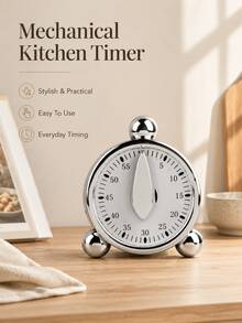 Haus Hana 1pc Mechanical Wind Up Timer, 60 Minute Countdown Clock For Kitchen Cooking, Baking, Studying, Exam Practice, Time Management For Students, Office, Loud Alarm - Multicolor - View 5