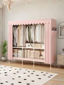1Large-Capacity Portable Wardrobe, Modern And Simple, With A High-End Style. It Features A Solid-Color Patterned Fabric Cover And A Simple Garment Organizer. It Is Designed With Multiple Independent Hanging Areas And Storage Drawers For Storage Space - Multicolor - View 10