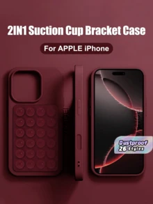 2-In-1 Suction Cup Phone Holder Case Compatible With IPhone 17 Pro Max, Upgraded Version For IPhone 16 15 11 12 13 14 Pro Max Plus 17, Anti-Drop Protective Phone Case Accessory - Burgundy + Suction Cup - View 1
