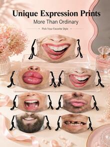 superFUNNYmarket 3D Stereo Funny Face Printed Cotton Mask, Novelty Realistic Human Expression Design, Multiple Hilarious Styles Available - Multicolor - View 6
