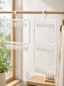 Haus Hana Sock Drying Rack With Multiple Clips, Windproof Foldable Small Clothes Hanger For Socks, Underwear, Bras, Towels & Small Laundry, Space Saving Closet Organizer For Balcony, Laundry Room, Bathroom, Travel & Home Storage - Multicolor - View 7