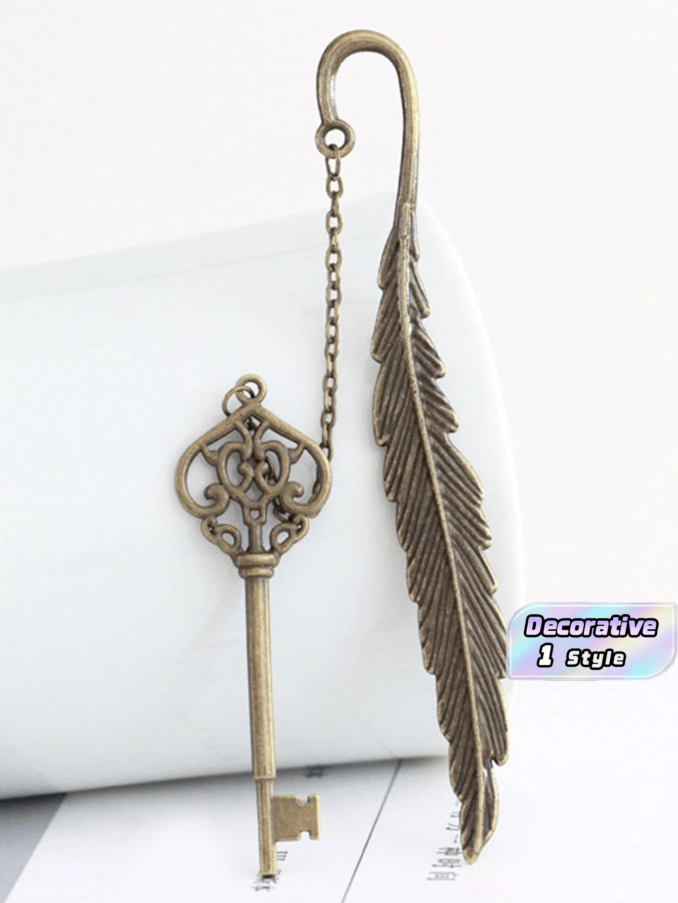 1 pieza Marcapáginas con diseño de pluma y llave retro, adecuado como regalo de graduación para familiares y amigos, elegante y portátil - Marrón oxidado - Ver 1