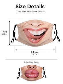 superFUNNYmarket 3D Stereo Funny Face Printed Cotton Mask, Novelty Realistic Human Expression Design, Multiple Hilarious Styles Available - Multicolor - View 10