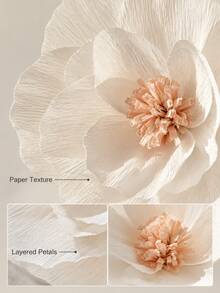 Haus Hana 7pcs 30cm Lightweight Crepe Paper Flower Wall Decor, 3D Wrinkled Paper Floral Backdrop Set, Romantic Large Artificial Flower Decorations For Wedding, Bridal Shower, Birthday Party, Living Room, Photo Booth & DIY Home Decor - View 6