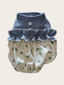 1 pieza Vestido para mascotas Falda de patchwork floral Vestido de princesa lindo para perros pequeños y medianos, Primavera/Verano/Otoño - Azul - Ver 10