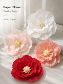 Haus Hana 7pcs 30cm Lightweight Crepe Paper Flower Wall Decor, 3D Wrinkled Paper Floral Backdrop Set, Romantic Large Artificial Flower Decorations For Wedding, Bridal Shower, Birthday Party, Living Room, Photo Booth & DIY Home Decor - View 2