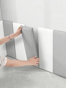 6pcs 50cm*23cm Soft Anti-Collision Minimalist Solid Color 3D Self-Adhesive Wall Stickers, PU Soft Packaging, Peel And Stick, Washable, Suitable For Bed Side And Tatami Wall Decoration, Thickened Wall - multicolor - View 9