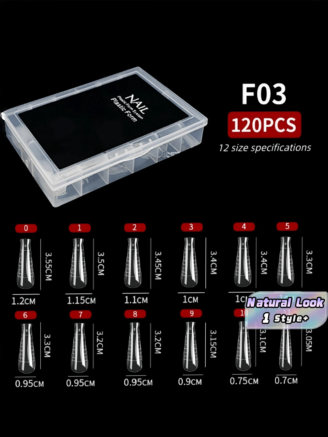 120 Pcs Dual Form Nail Molds French Manicure Transparent Tips 12 Sizes DIY Gel Extension Kit Salon Professional Nail Art Tool - Multicolor - View 1