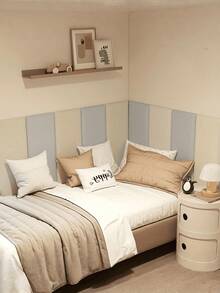 6pcs 50cm*23cm Soft Anti-Collision Minimalist Solid Color 3D Self-Adhesive Wall Stickers, PU Soft Packaging, Peel And Stick, Washable, Suitable For Bed Side And Tatami Wall Decoration, Thickened Wall - multicolor - View 12