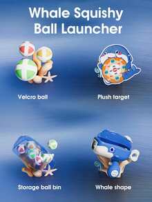 Whale-Shaped Sticky Ball Gun Toy, Target Ball Game, Children'S Multiplayer Shooting Competition, Parent-Child Interaction, Shooting Toy For Boys - Multicolor - View 4
