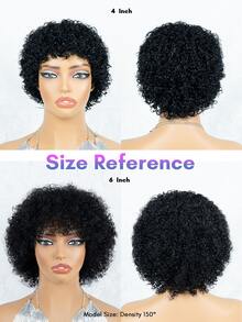 BreezeEase Kinky Curly 妖精短髮假髮 100% 真人髮 非洲式假髮 有瀏海 自然黑 1B 150% 密度 女款 穿戴即用 機製 玫瑰網帽 9AM Hair 日常配戴 度假 Cosplay 舞會 戶外 校園風 優雅 Y2K 休閒風 Ss26 - Natural Black - 查看 7