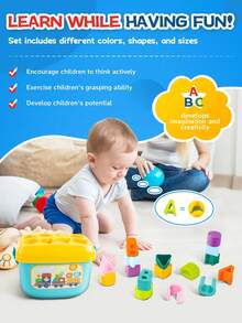 Baby Toy Shape Sorting Learning Blocks, Toddler Toys And Garden Building Toys, Abc And Shape Blocks, Shape Sorting Game, Children'S Educational Toys (Some Parts Sent Randomly) - Multicolor - View 4