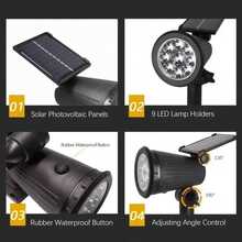 Outdoor Waterproof Solar Light, Dual-Use Spotlight, Ip65 Waterproof Led Light, Solar Garden Light, Zero Electricity Cost, Suitable For Courtyards, Gardens, Camping, Home Decoration, A Gift For Parents And Friends - black - View 11