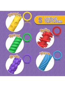 5 Paket Gelang Tekstur Gelisah - Gelang Tekstur Silikon, Mainan Pereda Stres Tekstur Silikon, Mainan Keren Berwarna-warni (Bentuk dan Warna Acak) - MultiWarna - View 6