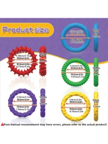 5 Paket Gelang Tekstur Gelisah - Gelang Tekstur Silikon, Mainan Pereda Stres Tekstur Silikon, Mainan Keren Berwarna-warni (Bentuk dan Warna Acak) - MultiWarna - View 2
