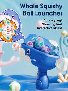 Whale-Shaped Sticky Ball Gun Toy, Target Ball Game, Children'S Multiplayer Shooting Competition, Parent-Child Interaction, Shooting Toy For Boys - Multicolor - View 3