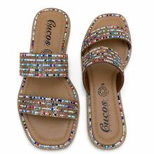 Flat Sandal For Lady Square Toe With Colored Glasses - colores - 查看 2