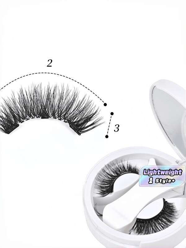 1 Pair Natural Short Magnetic False Eyelashes With 1 Applicator Handmade Faux Mink Glue Free Must Have For Teen Girls Daily Makeup