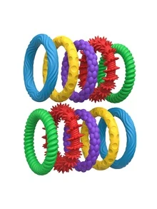 5 Paket Gelang Tekstur Gelisah - Gelang Tekstur Silikon, Mainan Pereda Stres Tekstur Silikon, Mainan Keren Berwarna-warni (Bentuk dan Warna Acak) - MultiWarna - View 9
