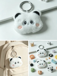 POKOJA LAND Llavero de peluche de panda lindo - Accesorio de bolso con encanto de dibujos animados suave, regalo para niñas - Blanco - Ver 2