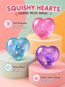 POKOJA LAND 1pc Heart-Shaped Squishy Toy, Soft & Comfortable Texture, Non-Sticky Rebound Quick Shaping, Cute & Compact Palm-Sized Toy, Children Toy & Gift - Multicolor - View 6