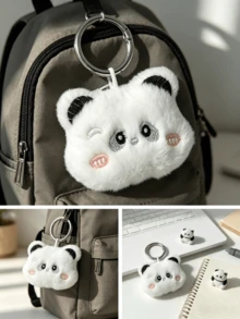 POKOJA LAND Llavero de peluche de panda lindo - Accesorio de bolso con encanto de dibujos animados suave, regalo para niñas - Blanco - Ver 4