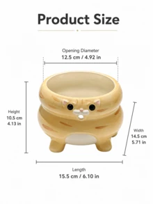 Zazumi Cute Cat Shaped Ceramic Yarn Bowl, Wool Storage Rack, Anti Tangle Wool Storage Device, Creative Handicraft Container, Knitting Enthusiasts' Tool Accessories, Knitting Enthusiasts, Crocheting Beginners And Cat Enthusiasts' Holiday Birthday Gifts - Multicolor - View 3