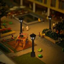 10 piezas de modelos de farolas de calle mini de resina vintage, postes de lámparas de aceite negro retro para escenas de miniaturas ferroviarias, adornos de decoración DIY para casas de muñecas, jardines de hadas, dormitorios, escritorios de oficina, regalos perfectos para Navidad y vacaciones - Multicolor - Ver 10