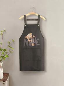1 Celemek Barista Tahan Air Dua Sisi Motif Beruang Cantik Warna Polos, Cocok Untuk Rumah, Dapur Luar Ruangan, dan Industri Katering, Model Overall Motif Bunga. - Beruang yang BAGUS - View 5