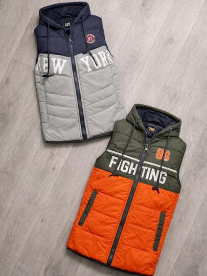 Set 2 pzs Chaleco niño  con capucha para niño casual moderno clasico  ligero comodo deportivo urbano sin mangas juvenil versatil diario otoño ideal para cualquier temporada del año