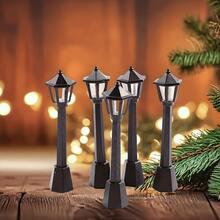 10 piezas de modelos de farolas de calle mini de resina vintage, postes de lámparas de aceite negro retro para escenas de miniaturas ferroviarias, adornos de decoración DIY para casas de muñecas, jardines de hadas, dormitorios, escritorios de oficina, regalos perfectos para Navidad y vacaciones - Multicolor - Ver 9
