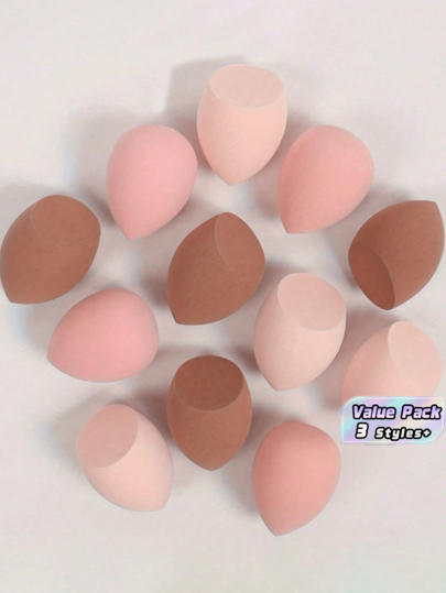 12-Piece Makeup Sponge Set, Foundation Blending Sponges, Dual-Use For Foundation Cream And Powder Cake To Create Flawless Makeup. Can Be Used Wet Or Dry, Suitable For Liquid, Cream And Powder Foundation, Fits All Skin Types.