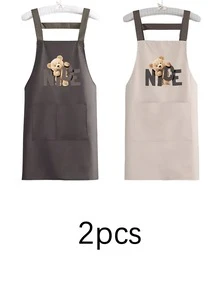 1 Celemek Barista Tahan Air Dua Sisi Motif Beruang Cantik Warna Polos, Cocok Untuk Rumah, Dapur Luar Ruangan, dan Industri Katering, Model Overall Motif Bunga. - Beruang yang BAGUS - View 14