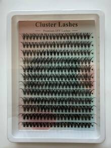 240 Cachos 30D 40D Mistos C D Curl 0,07mm 12-16mm Extensões de Cílios Olho de Gato Feitas à Mão Cílios Individuais Fofos e Espigados - Preto - Visão 7