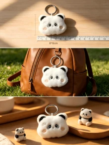 POKOJA LAND Llavero de peluche de panda lindo - Accesorio de bolso con encanto de dibujos animados suave, regalo para niñas - Blanco - Ver 6