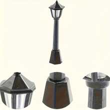 10 piezas de modelos de farolas de calle mini de resina vintage, postes de lámparas de aceite negro retro para escenas de miniaturas ferroviarias, adornos de decoración DIY para casas de muñecas, jardines de hadas, dormitorios, escritorios de oficina, regalos perfectos para Navidad y vacaciones - Multicolor - Ver 6