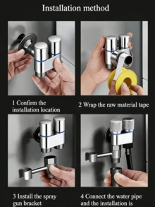 6 Buah Set Semprotan Bidet 2-in-1 yang Dipasang di Dinding, Tekanan Tinggi, Toilet, Pancuran, Kontrol Ganda, Selang yang Dapat Ditarik, Kamar Mandi, Dapur, Semprotan Toilet Bidet Genggam, Kit Shattaf, Katup Keluaran Ganda, Kebersihan Pribadi, Pencuci Hewan Peliharaan, Kain Lap, Popok, Spa, Pereda Nyeri Otot, Pembersihan - perak - View 9
