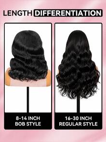 TrueHD 9AM HAIR STORE 即戴即用预漂白无胶高清蕾丝波浪卷6*4蕾丝闭合假发，8-14英寸波波头，16-30英寸长发，预剪蕾丝，自然色，适合日常佩戴，女士快速发货，无胶编织配件，女士振动器，情人节真人发蕾丝假发，自然无胶假发，适合浪漫约会 - SNatural - 查看 16