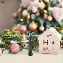 10 piezas de modelos de farolas de calle mini de resina vintage, postes de lámparas de aceite negro retro para escenas de miniaturas ferroviarias, adornos de decoración DIY para casas de muñecas, jardines de hadas, dormitorios, escritorios de oficina, regalos perfectos para Navidad y vacaciones - Multicolor - Ver 5