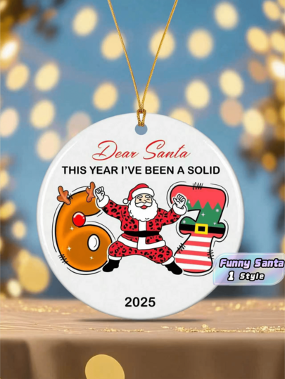 1PC Acrylic Funny Santa Says Age Joke Christmas Tree Hanging Ornament For Alpha Generation Gen Z Teens Gift Christmas Home Decor Holiday Decoration
