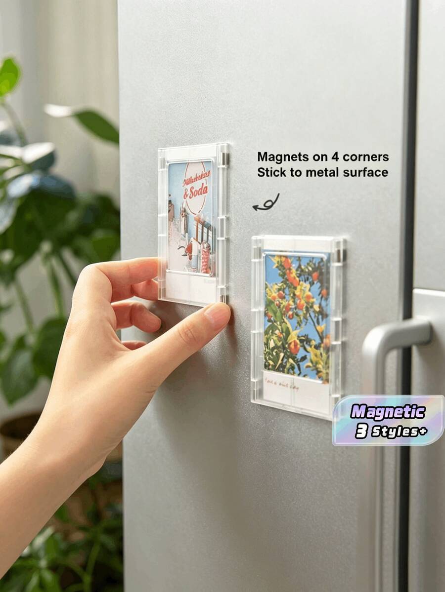 Minimalist Multi-Function Fridge Magnet & Decor Stickers Valentine's Day, Wedding, Birthday,Picture Frame,Acrylic Fridge Magnetic Frame, Acrylic Photo Picture Frames, Double Sided Photo Refrigerator Magnet Picture Frame , Clear Picture Display Frame - default - View 1
