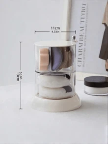 1 Transparent Plastic Rotating Dustproof Multi-Layer Cosmetic Storage Box - Clear - View 3