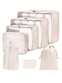 Premium Textured Solid Travel Packing Cube Sets, Multi‑Purpose Storage Organizer Bags. For Holiday, Festival, Weekend Getaway, Dorm, Back‑To‑School. Organizes Clothes, Makeup, Skincare, Phone & Small Items For Travel And Home Sorting. - Multicolor - View 3