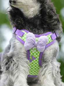 Summer Cute Small Dog Leash Set - Purple Daisy Pattern, Soft & Lightweight, Adjustable Buckle, Easy To Wear, Breathable Mesh Suitable For Puppies And Small Dog Breeds - Mauve Purple - View 2