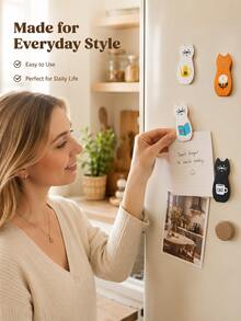 Haus Hana 1pcCat Wooden Magnetic Clips, Fridge Magnets With Clip For Notes, Photos, Messages, Chip Bag Sealer, Kitchen Office Home Decor, Cute Animal Design, Gift For Women, Girls - Multicolor - View 6